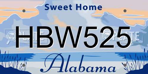 HBW525 Alabama License Plate