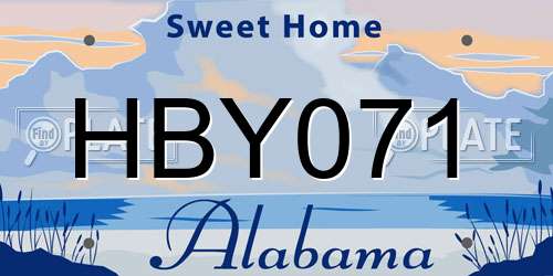 HBY071 Alabama License Plate