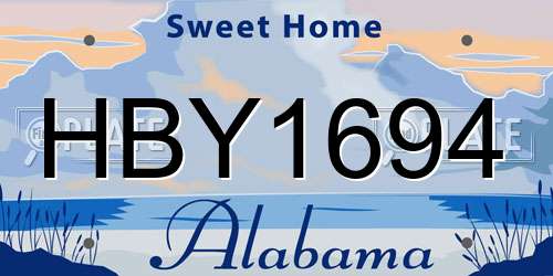 HBY1694 Alabama License Plate