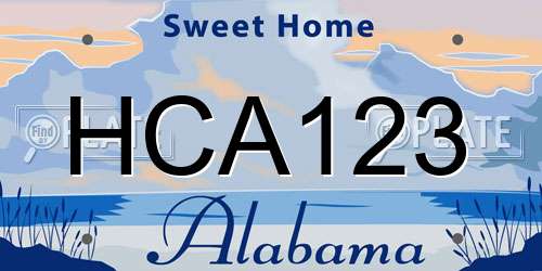HCA123 Alabama License Plate