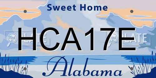 HCA17E Alabama License Plate