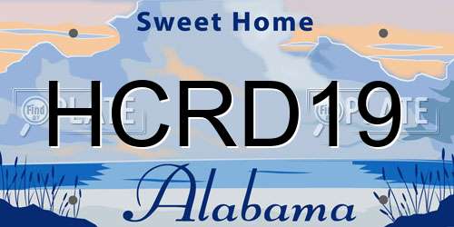 HCRD19 Alabama License Plate