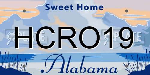 HCRO19 Alabama License Plate