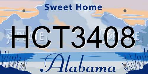 HCT3408 Alabama License Plate