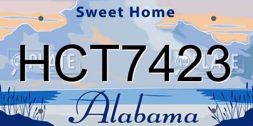 HCT7423 Alabama License Plate