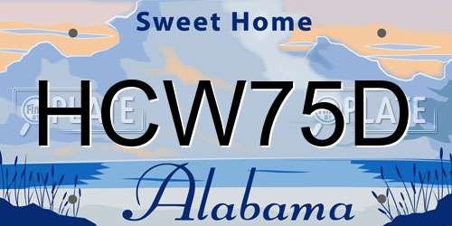 HCW75D Alabama License Plate