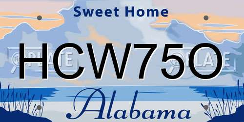 HCW75O Alabama License Plate