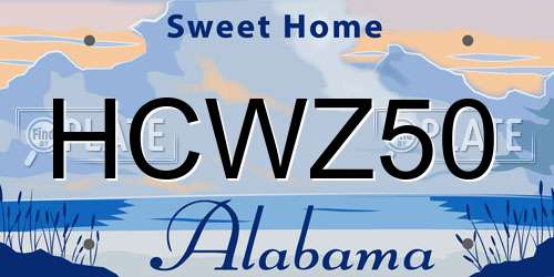 HCWZ50 Alabama License Plate