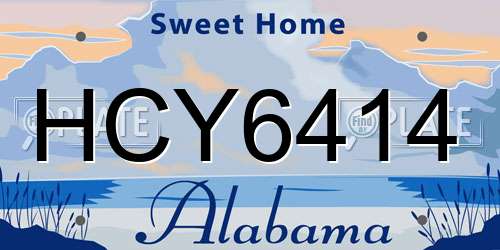 HCY6414 Alabama License Plate