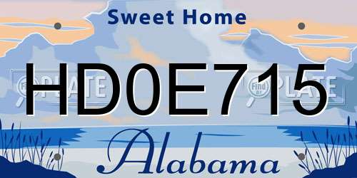 HD0E715 Alabama License Plate