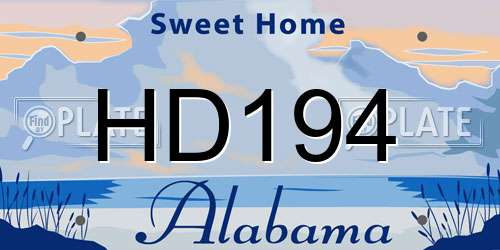 HD194 Alabama License Plate