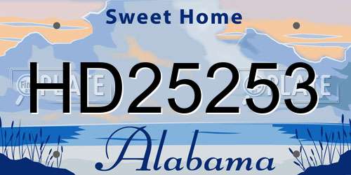 HD25253 Alabama License Plate