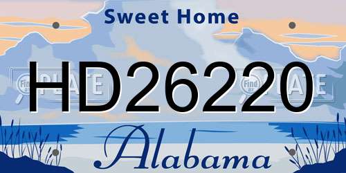 HD26220 Alabama License Plate