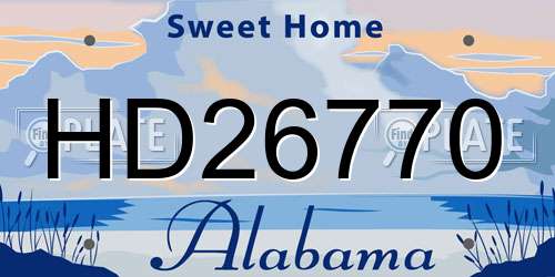HD26770 Alabama License Plate