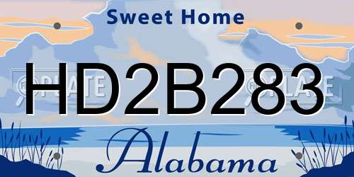 HD2B283 Alabama License Plate