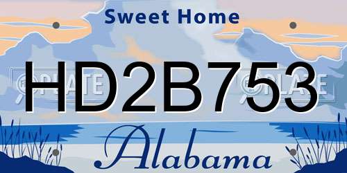 HD2B753 Alabama License Plate