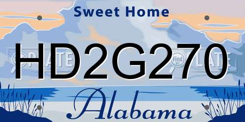 HD2G270 Alabama License Plate