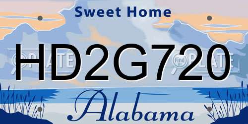 HD2G720 Alabama License Plate