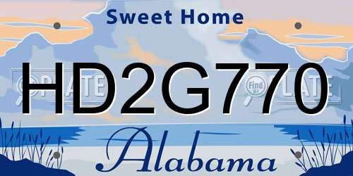 HD2G770 Alabama License Plate