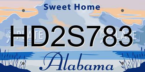 HD2S783 Alabama License Plate