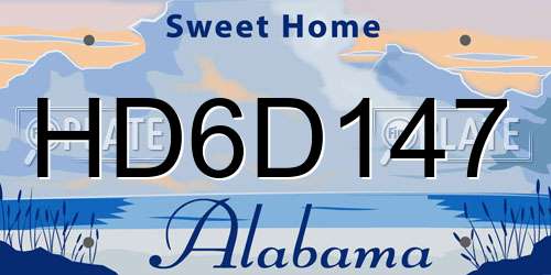HD6D147 Alabama License Plate