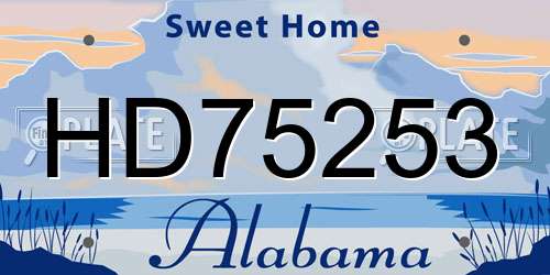 HD75253 Alabama License Plate