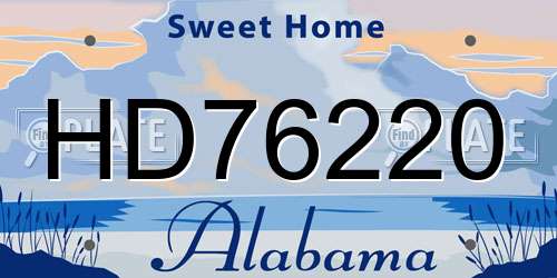 HD76220 Alabama License Plate