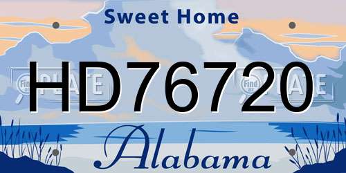HD76720 Alabama License Plate
