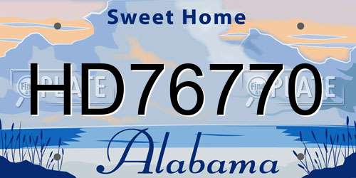 HD76770 Alabama License Plate