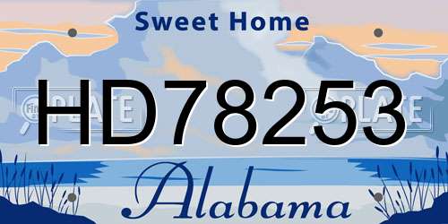 HD78253 Alabama License Plate
