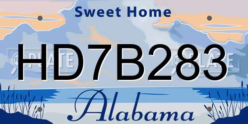HD7B283 Alabama License Plate