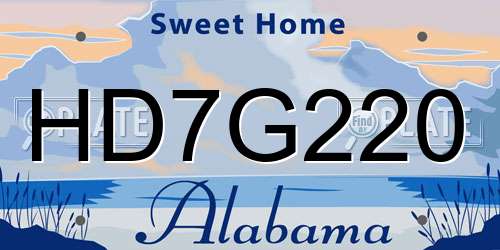 HD7G220 Alabama License Plate