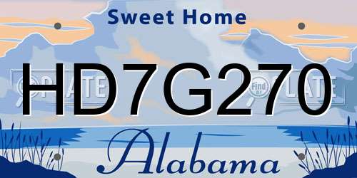 HD7G270 Alabama License Plate