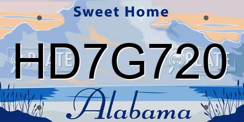 HD7G720 Alabama License Plate