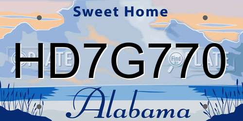 HD7G770 Alabama License Plate
