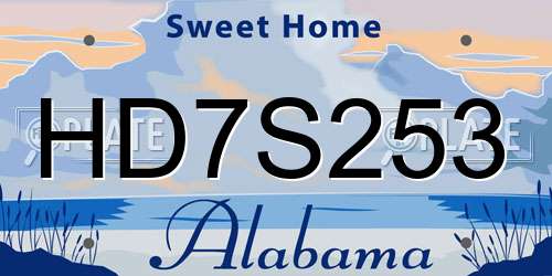 HD7S253 Alabama License Plate