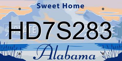 HD7S283 Alabama License Plate