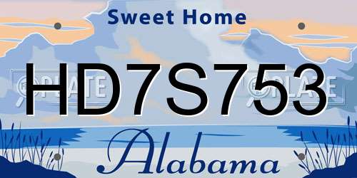 HD7S753 Alabama License Plate