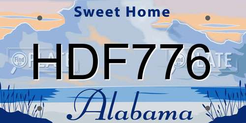 HDF776 Alabama License Plate