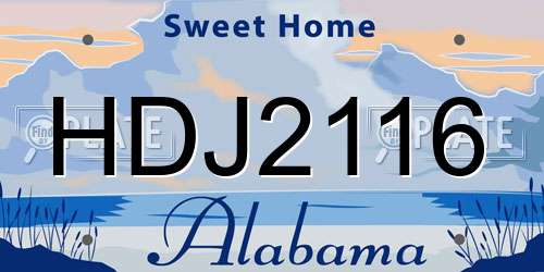 HDJ2116 Alabama License Plate