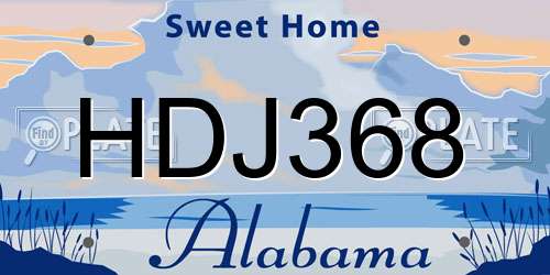 HDJ368 Alabama License Plate