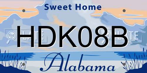 HDK08B Alabama License Plate