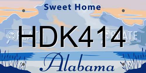 HDK414 Alabama License Plate