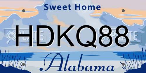 HDKQ88 Alabama License Plate