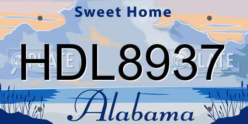 HDL8937 Alabama License Plate
