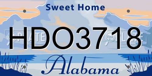 HDO3718 Alabama License Plate
