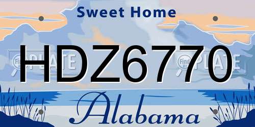 HDZ6770 Alabama License Plate