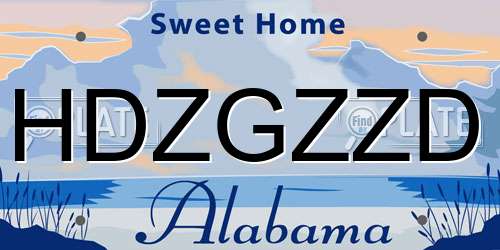 HDZGZZD Alabama License Plate