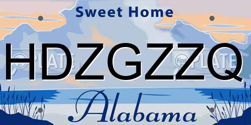 HDZGZZQ Alabama License Plate