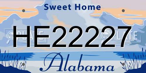 HE22227 Alabama License Plate